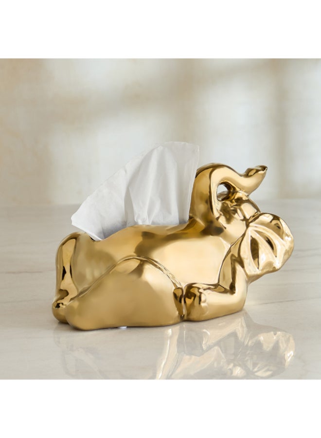 Home Box Aurum Titany Decorative Elephant Tissue Box - Gold - Image 1